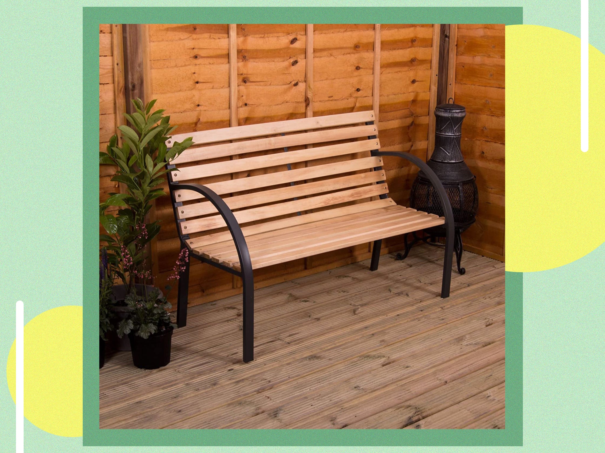 Steel and deals wood garden bench